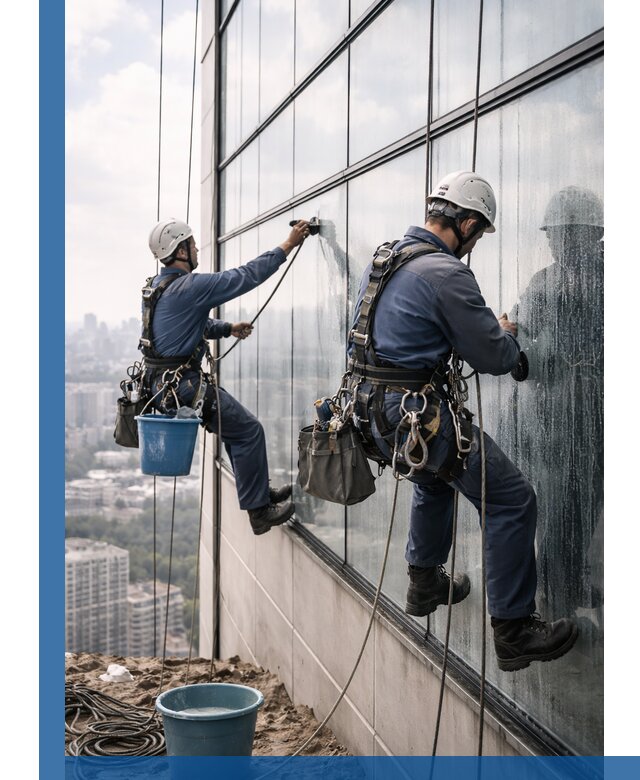 Профессиональная мойка фасадных окон альпинистами в Ялуторовске