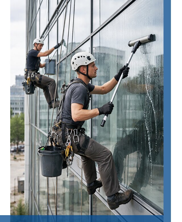 Мойка витражей альпинистами в Ялуторовске от 723 р. под ключ|ВЫСОТНИК-Лтр