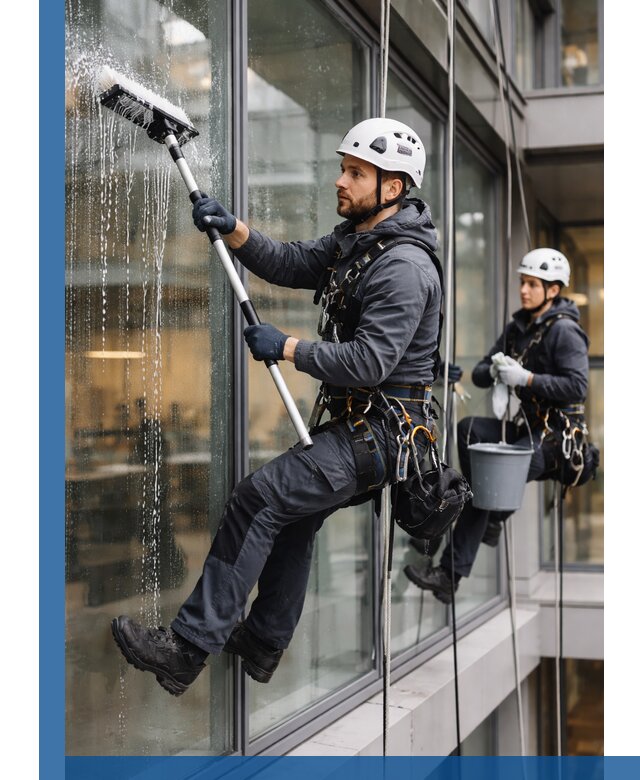 Профессиональная мойка витражей промышленными альпинистами в Ялуторовске