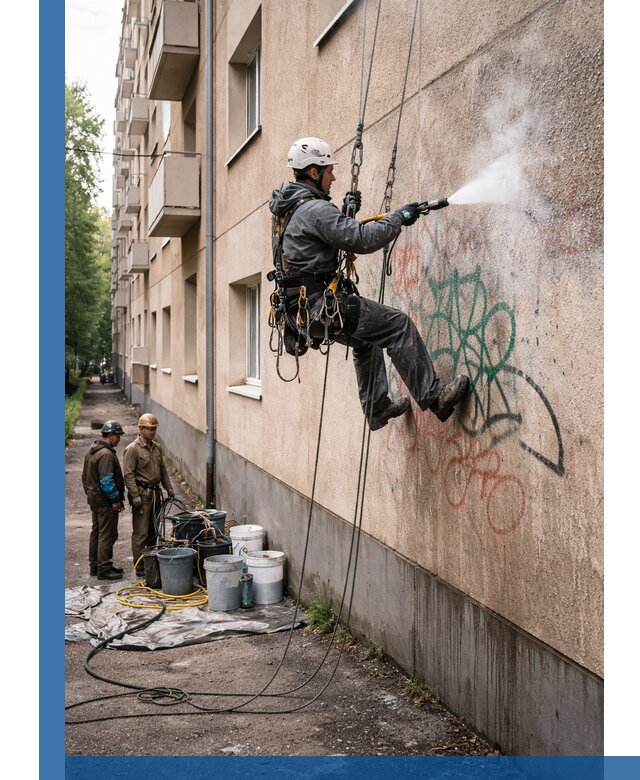 Удаление граффити с фасада в Ялуторовске без следов и повреждений