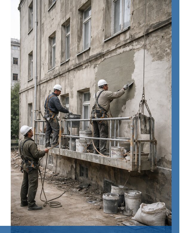 Капитальный ремонт фасада в Ялуторовске от 4338 р. | ВЫСОТНИК-Лтр