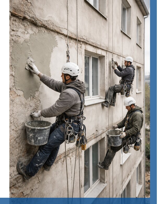 Ремонт штукатурного фасада в Ялуторовске от 775 р. под ключ | ВЫСОТНИК-Лтр