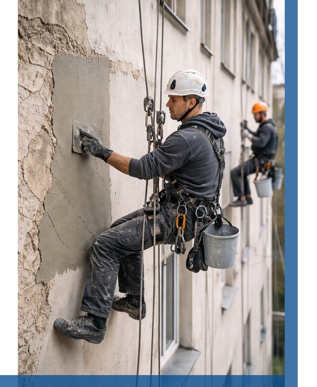 Восстановление штукатурки фасада в Ялуторовске от 1239 р. | ВЫСОТНИК-Лтр