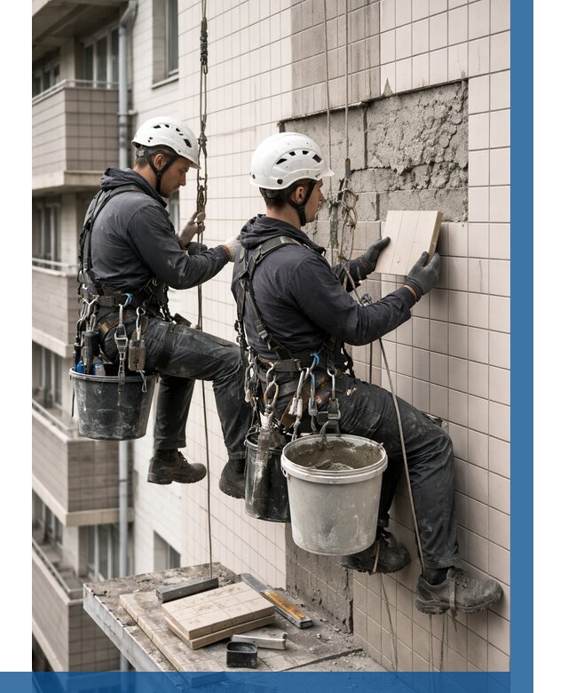 Ремонт облицовки фасада плиткой в Ялуторовске от 1859 р. | ВЫСОТНИК-Лтр