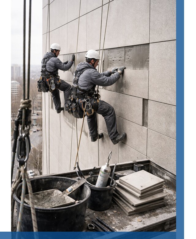 Ремонт фасада из керамогранита в Ялуторовске от 2582 р. | ВЫСОТНИК-Лтр