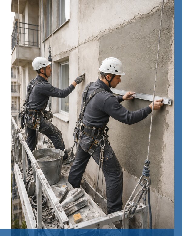 Штукатурка фасада на высоте в Ялуторовске от 930 р. | ВЫСОТНИК-Лтр