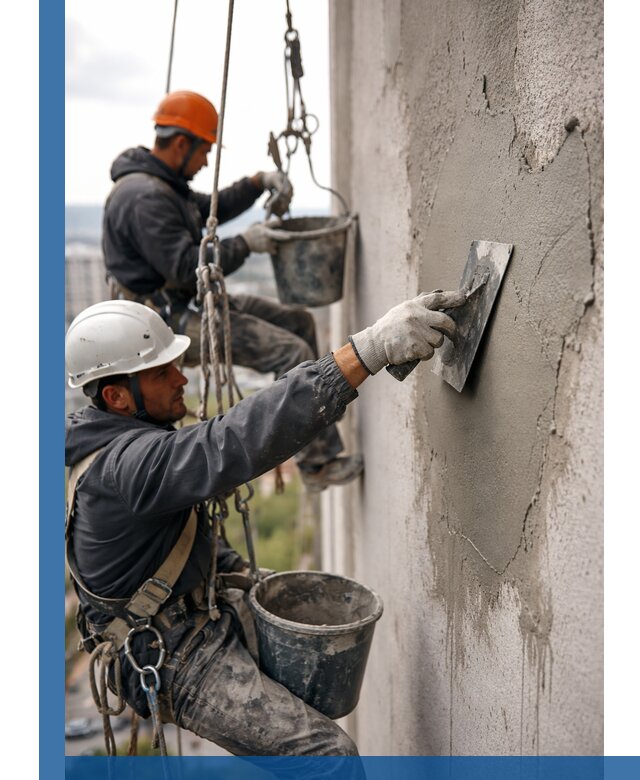 Штукатурка фасада на высоте в Ялуторовске профессиональные работы