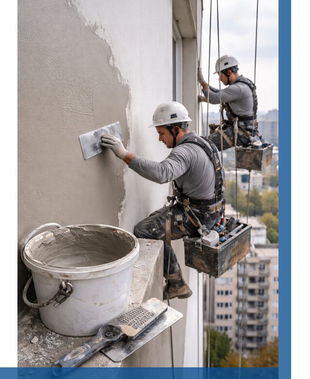 Шпаклевка фасада на высоте в Ялуторовске от 723 р. | ВЫСОТНИК-Лтр