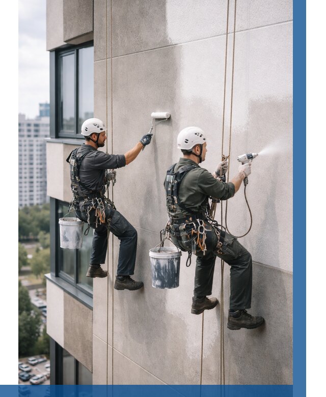 Покраска фасада альпинистами в Ялуторовске от 310 р. | ВЫСОТНИК-Лтр