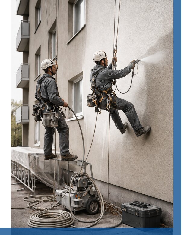 Безвоздушная покраска фасада в Ялуторовске от 227 р/м² | ВЫСОТНИК-Лтр