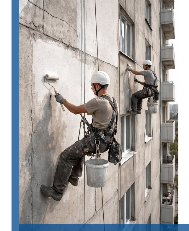 Покраска бетонного фасада в Ялуторовске для жилых и промышленных объектов