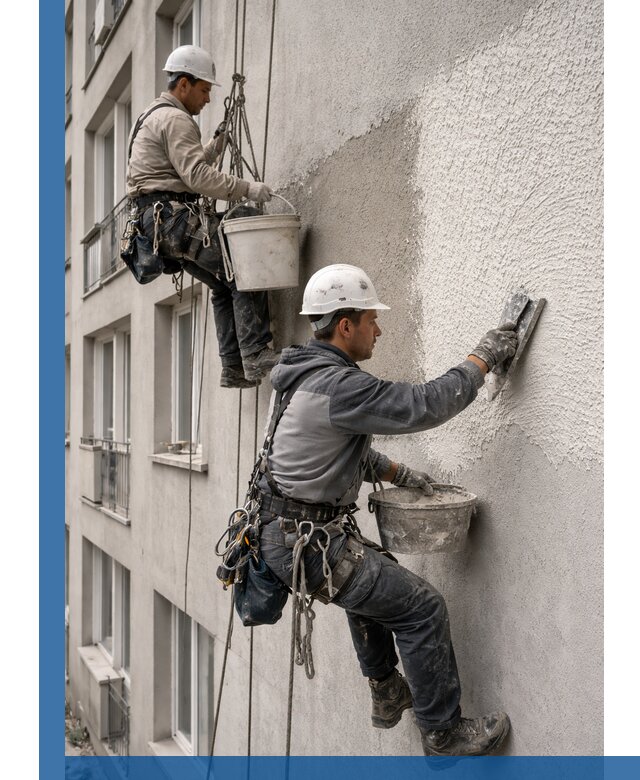 Нанесение декоративной штукатурки короед на фасад в Ялуторовске