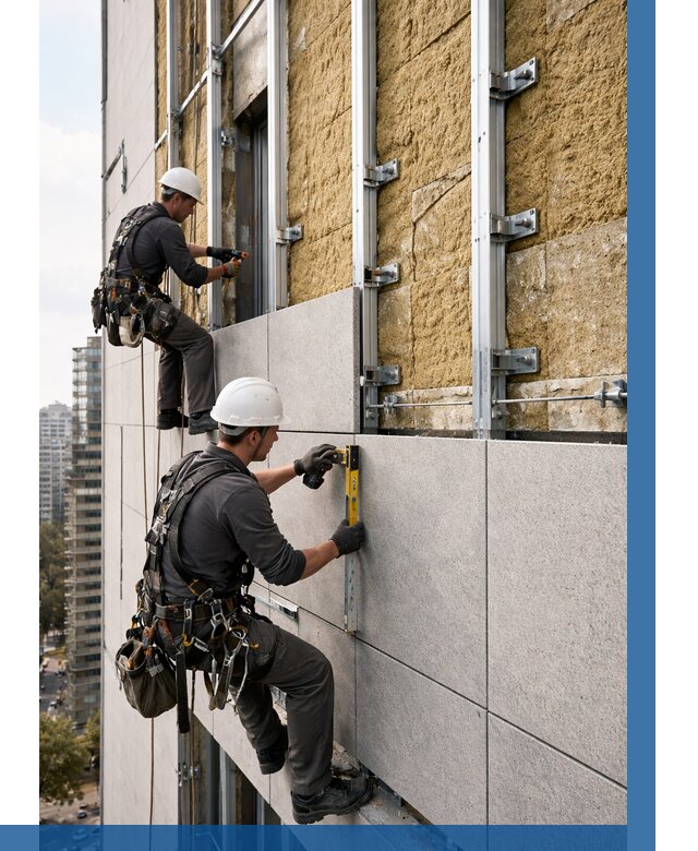 Монтаж вентилируемого фасада в Ялуторовске от 3615 р. | ВЫСОТНИК-Лтр