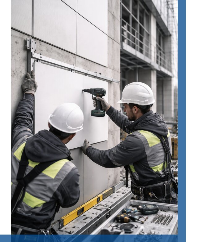 Монтаж композитных панелей фасада в Ялуторовске от 2582 р. | ВЫСОТНИК-Лтр