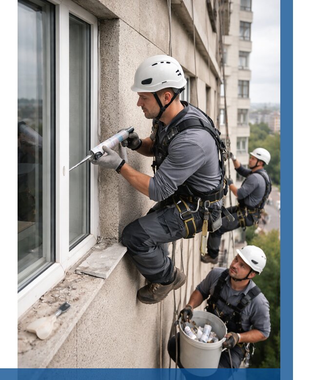 Герметизация оконных швов снаружи в Ялуторовске от 1549 р. | ВЫСОТНИК-Лтр