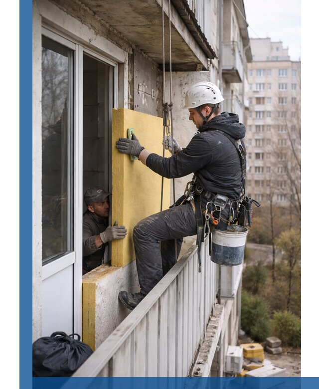 Профессиональное утепление балкона снаружи в Ялуторовске под ключ