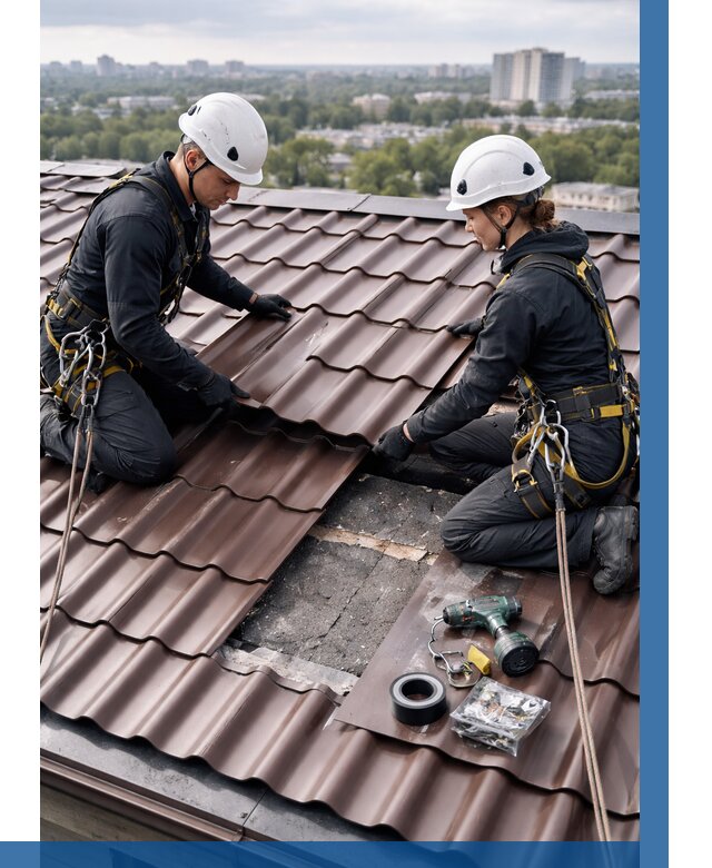 Ремонт металлочерепицы на крыше в Ялуторовске от 930 р. | ВЫСОТНИК-Лтр