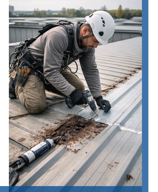 Ремонт профнастила на кровле в Ялуторовске от 723 р. | ВЫСОТНИК-Лтр