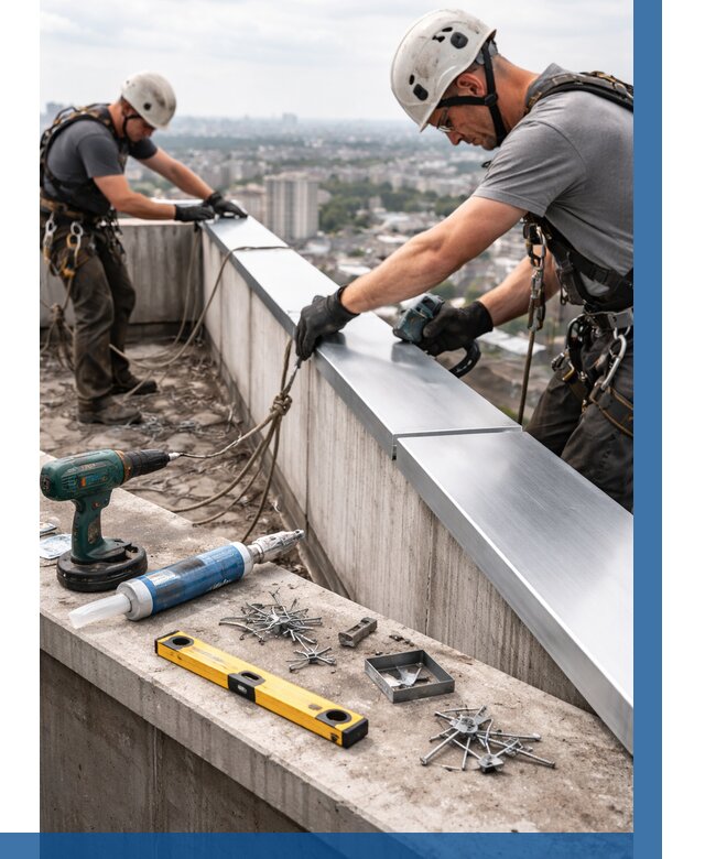 Монтаж парапетных крышек в Ялуторовске от 826 р. | ВЫСОТНИК-Лтр