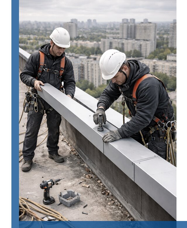 Монтаж парапетных крышек и ограждений кровли в Ялуторовске