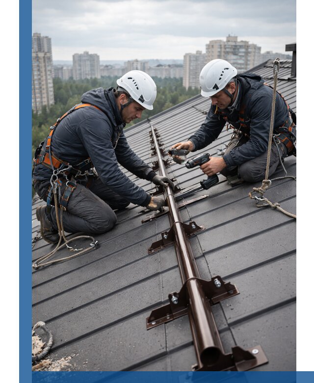 Монтаж снегозадержателей на кровле зданий в Ялуторовске под ключ