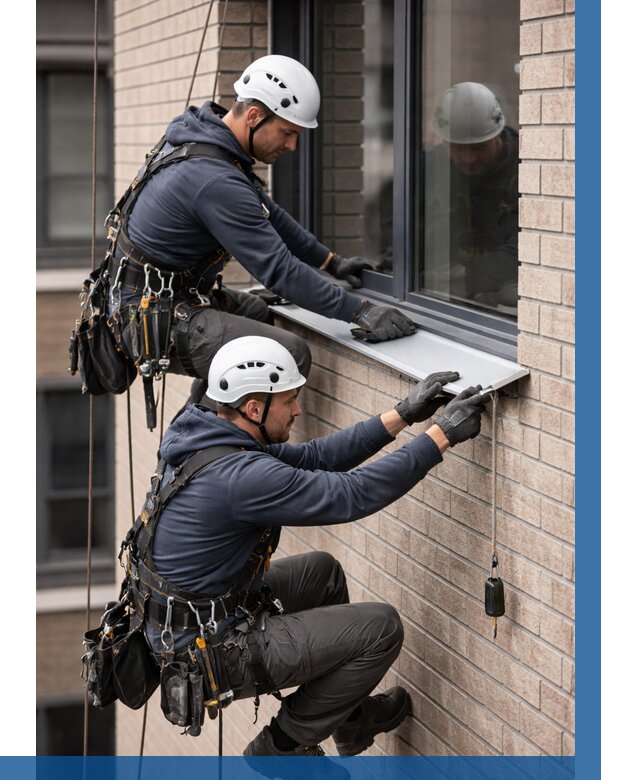 Монтаж оконных отливов под ключ в Ялуторовске от 3615 р. | ВЫСОТНИК-Лтр