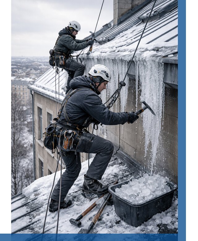 Удаление наледи с кровли в Ялуторовске от 5681 р. | ВЫСОТНИК-Лтр