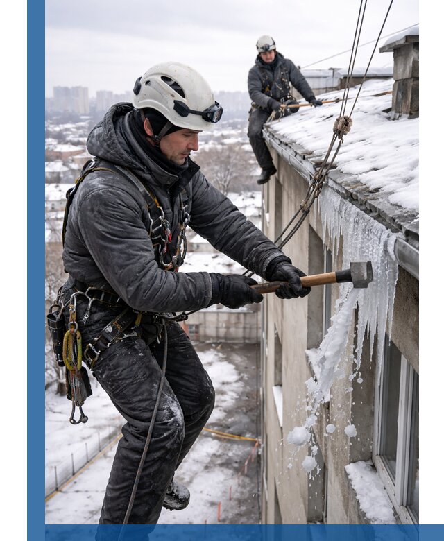 Сбивание и удаление сосулек с крыши в Ялуторовске безопасно