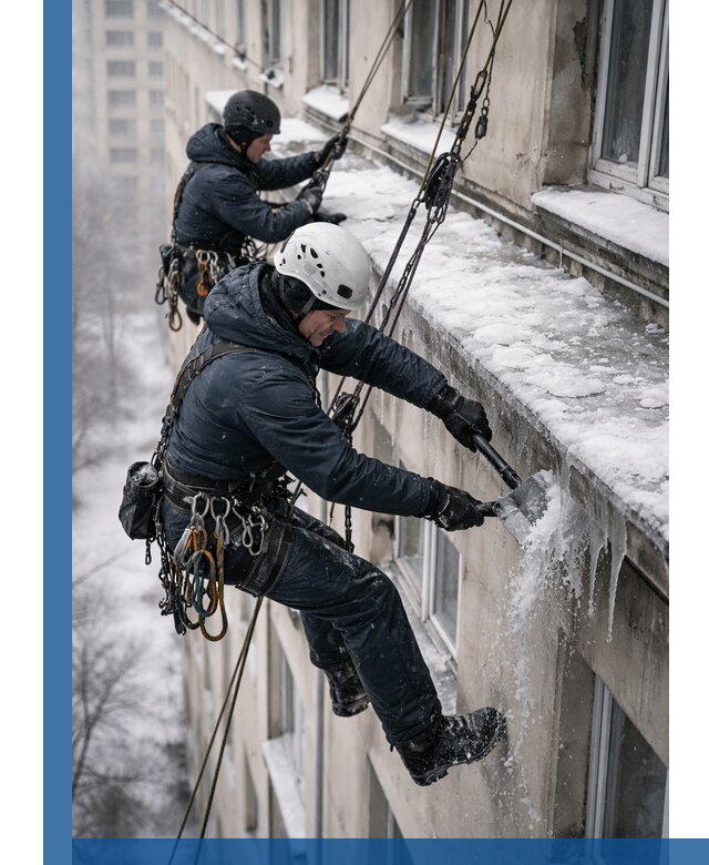 Удаление наледи и сосулек с карнизов в Ялуторовске профессионально