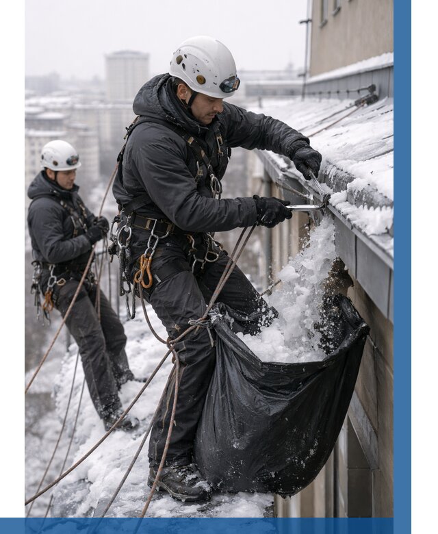 Аварийная очистка крыши в Ялуторовске под ключ от 310 р. | ВЫСОТНИК-Лтр