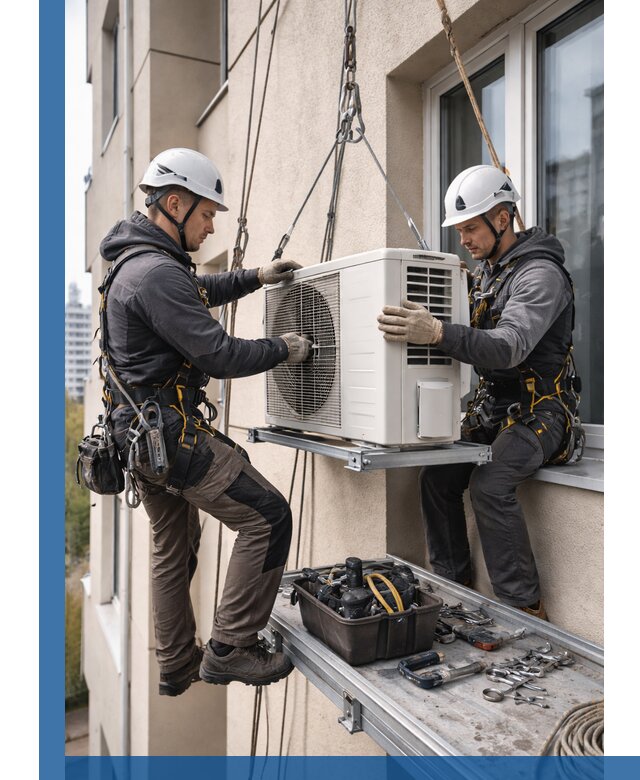 Перенос внешнего блока кондиционера в Ялуторовске с монтажом и крепежом