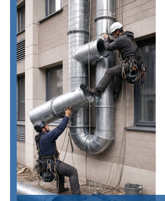 Монтаж фасадных воздуховодов в Ялуторовске с герметизацией и крепежом