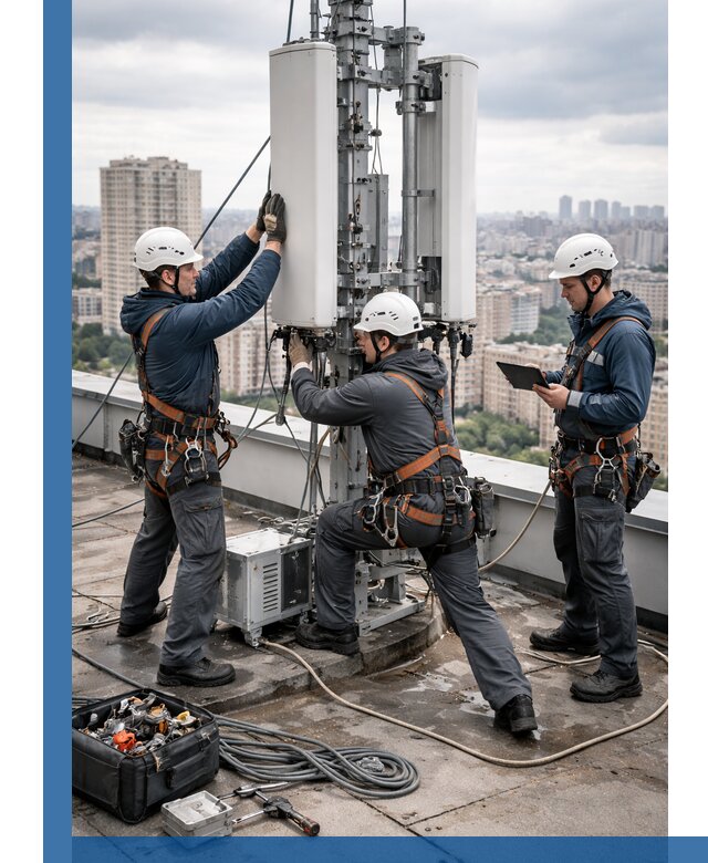 Монтаж антенн связи на крыше в Ялуторовске с вводом в эксплуатацию