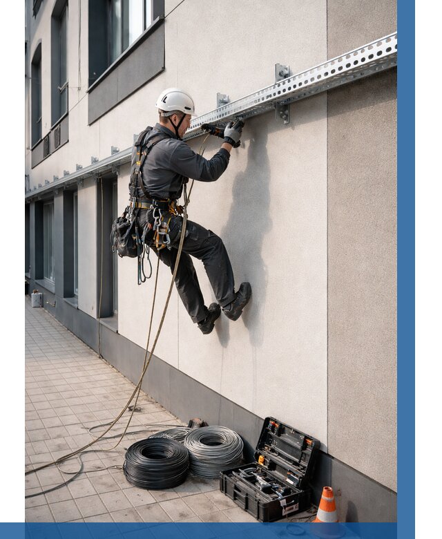 Монтаж кабельных лотков на фасаде в Ялуторовске от 1239 р. | ВЫСОТНИК-Лтр