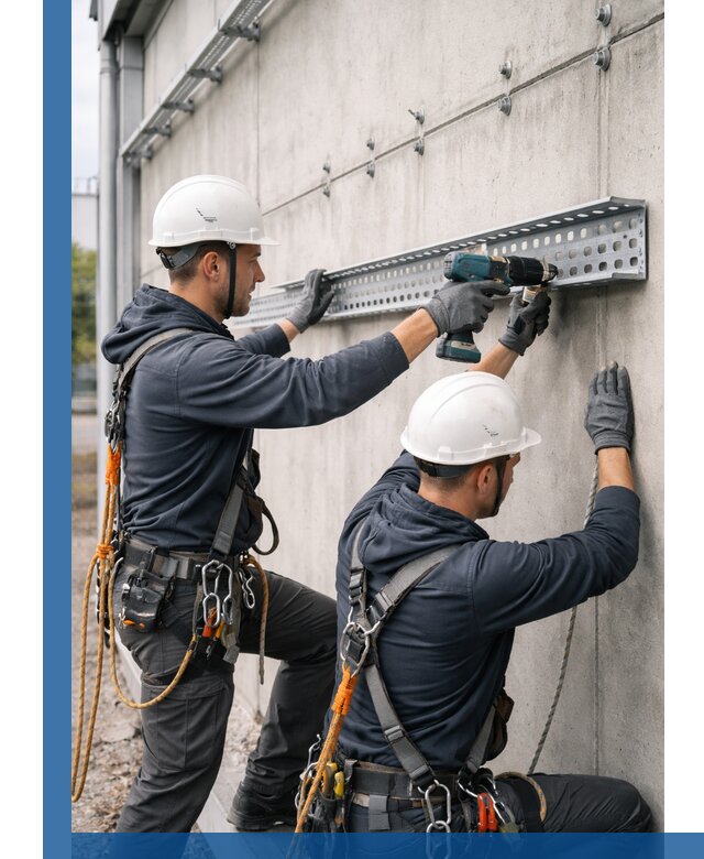 Монтаж кабельных лотков на фасаде зданий в Ялуторовске с гарантией