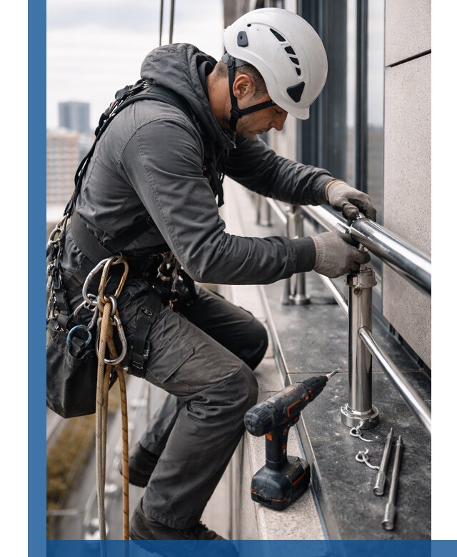 Монтаж ограждений на высоте в Ялуторовске для зданий и конструкций