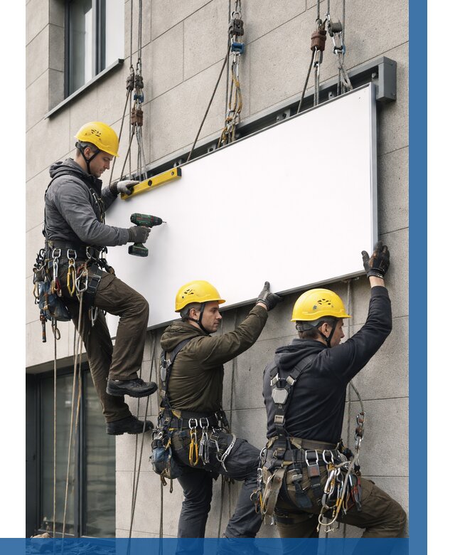 Монтаж рекламной вывески в Ялуторовске от 8263 р. | ВЫСОТНИК-Лтр