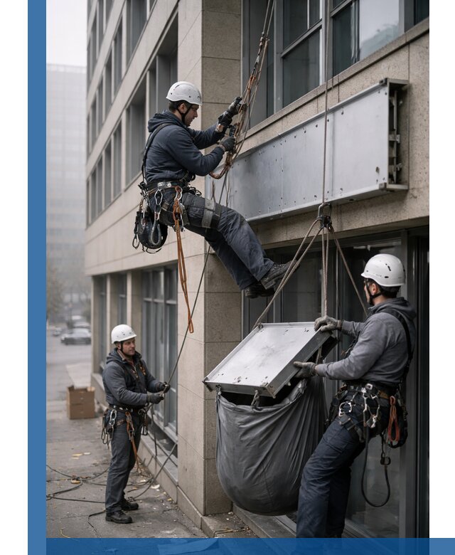 Демонтаж рекламной вывески с высотными работами в Ялуторовске