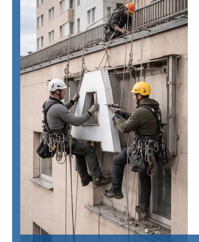 Ремонт и восстановление наружных вывесок на высоте в Ялуторовске