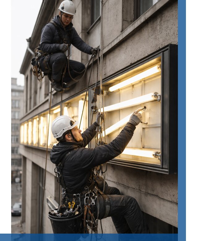 Замена ламп в вывеске в Ялуторовске под ключ от 3615 р. | ВЫСОТНИК-Лтр