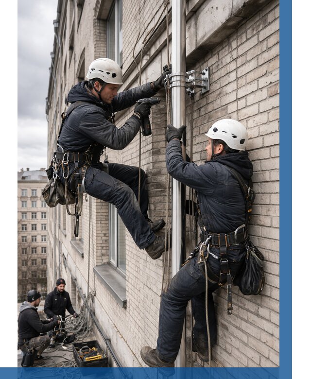 Монтаж флагштока на здании в Ялуторовске от 6714 р. | ВЫСОТНИК-Лтр