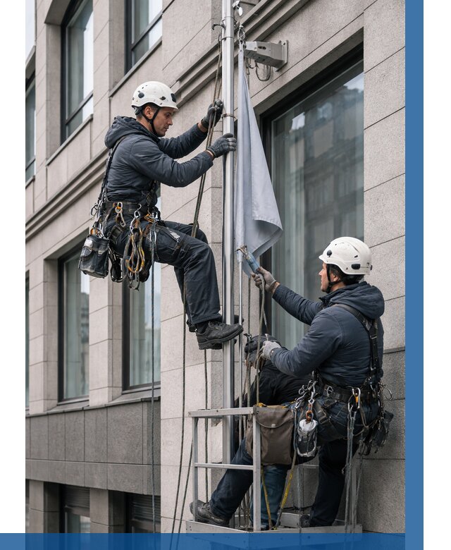 Установка флагов на фасаде в Ялуторовске от 4648 р. | ВЫСОТНИК-Лтр