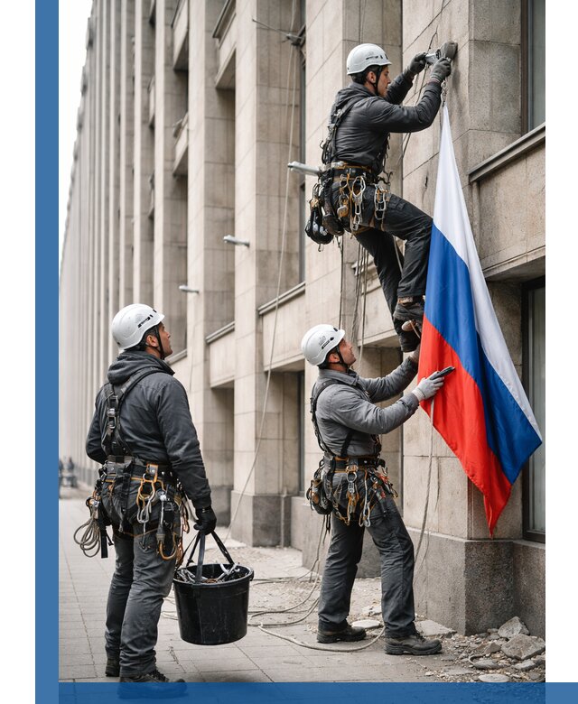 Профессиональная установка флагов на фасаде в Ялуторовске