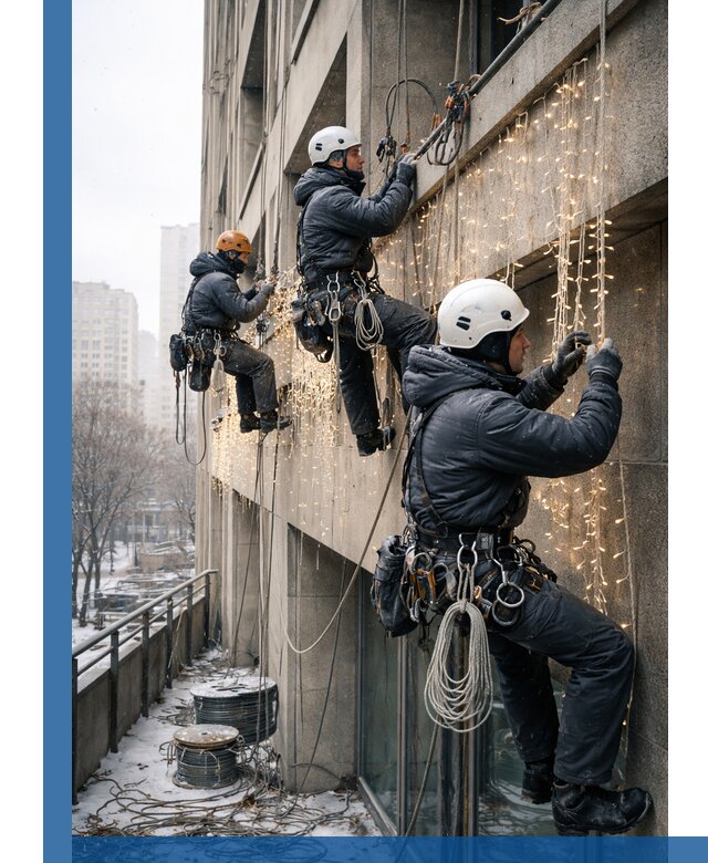 Монтаж новогодней иллюминации и украшение фасадов в Ялуторовске