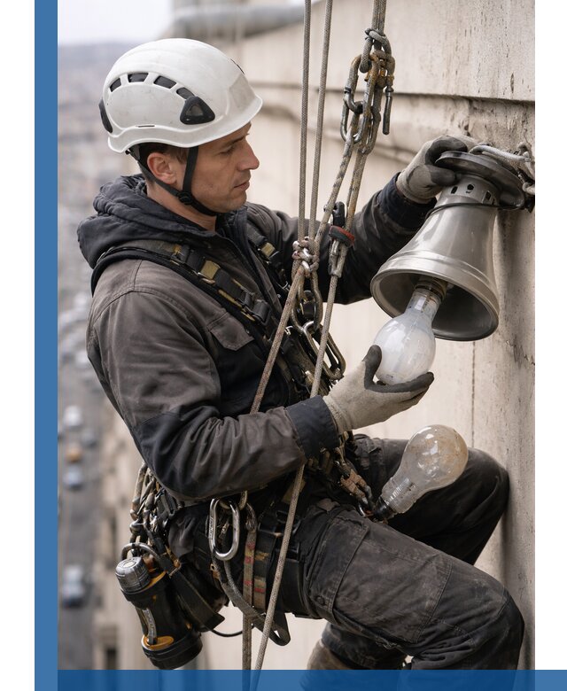 Замена ламп на высоте в Ялуторовске профессионально и быстро