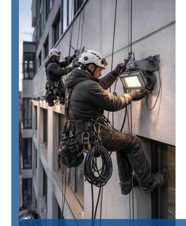 Монтаж фасадного освещения в Ялуторовске установка и подключение