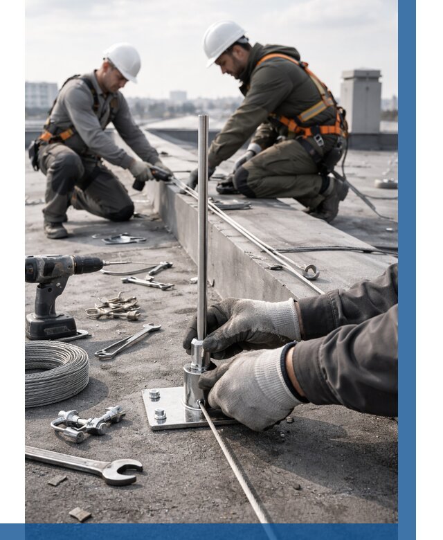 Монтаж молниезащиты на кровле в Ялуторовске цена от 25823 р. | ВЫСОТНИК-Лтр