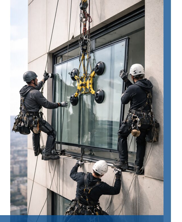 Монтаж стеклопакетов на высоте в Ялуторовске от 3305 р. | ВЫСОТНИК-Лтр