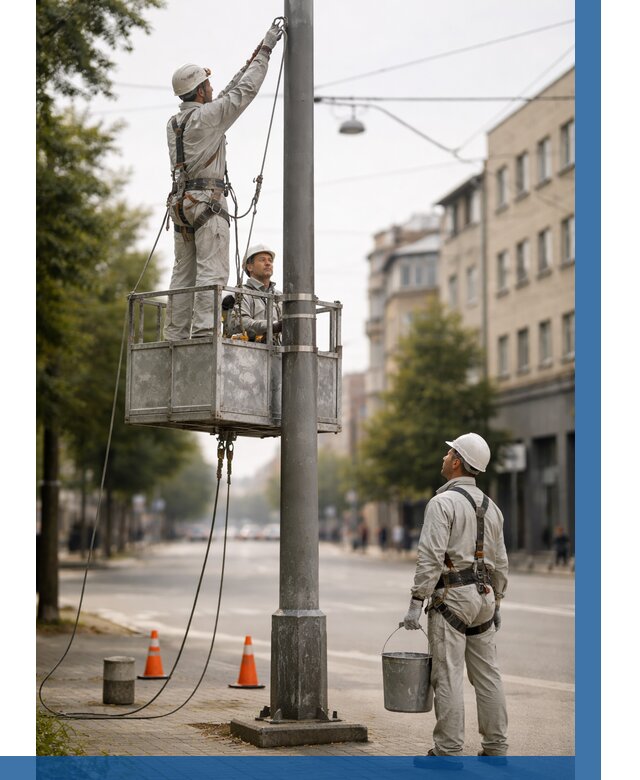 Покраска опор освещения в Ялуторовске от 5165 р. | ВЫСОТНИК-Лтр