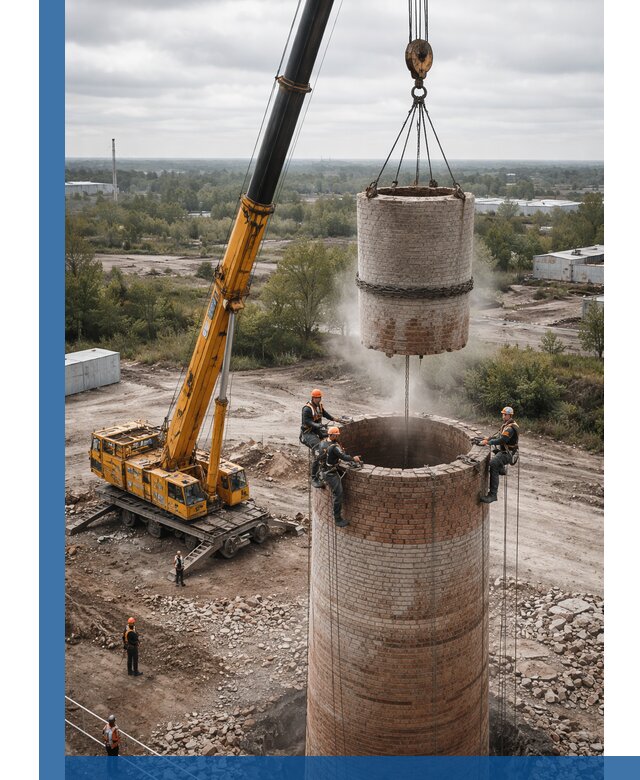 Демонтаж дымовой трубы в Ялуторовске с гарантиями безопасности